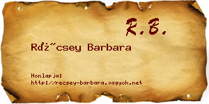 Récsey Barbara névjegykártya